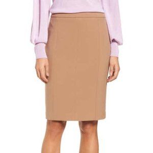 Halogen® SEAMED PENCIL SKIRT- Camel